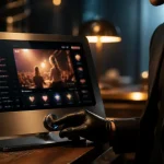 CEO Twitch Dan Clancy en live, interface IA, scène tech