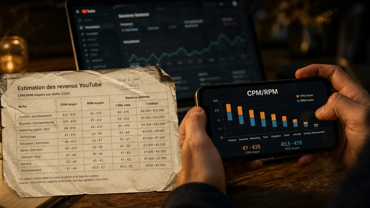 Combien gagne un youtubeur : CPM/RPM et revenus YouTube