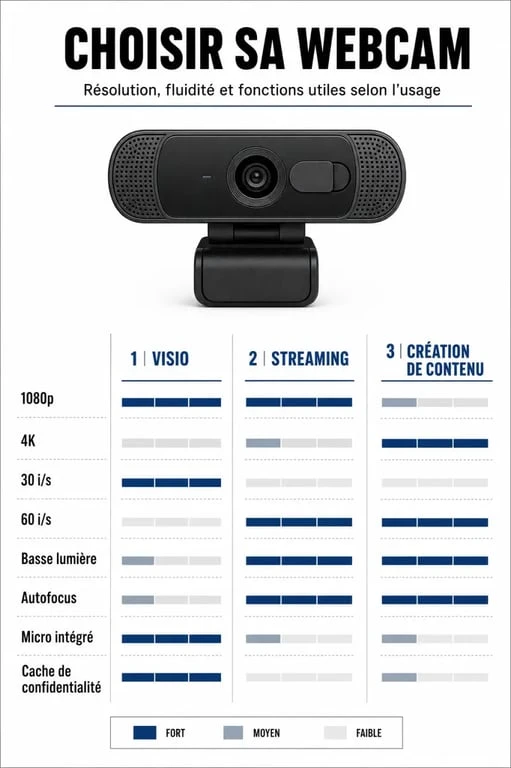 Comparatif meilleur webcam : 1080p, 4K, 30 fps et 60 fps selon l’usage