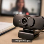 Meilleur webcam : 1080p 60 fps ou 4K, webcam USB en gros plan sur bureau