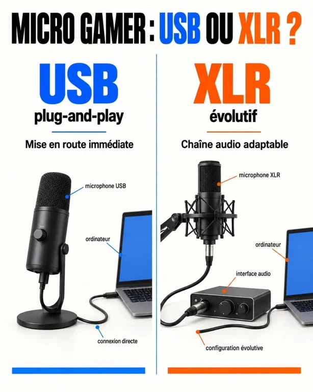 Comparatif microphone gamer USB ou XLR selon la simplicité et l’évolutivité