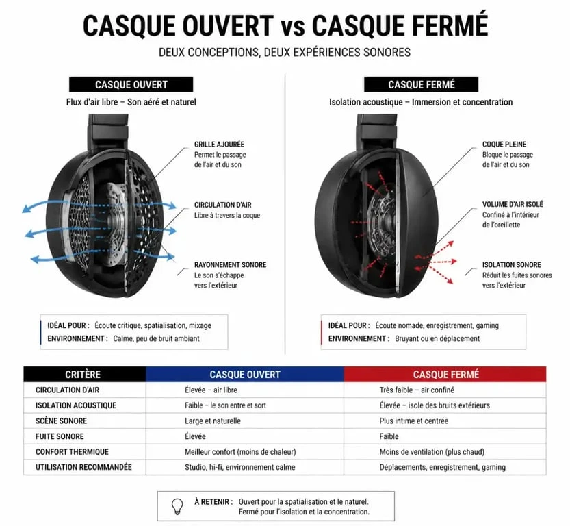 Comparatif technique casque audio ouvert vs fermé pour choisir le meilleur casque filaire
