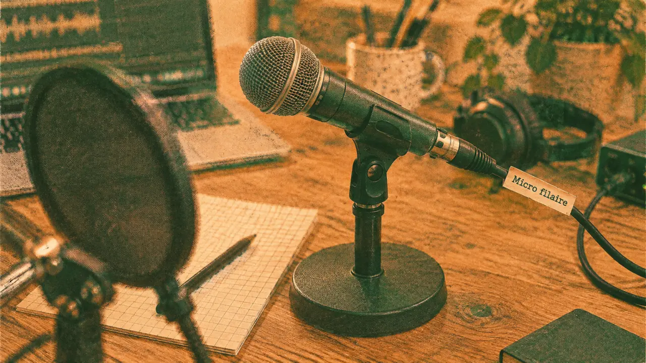 Microphone filaire dynamique sur pied, câble XLR au studio