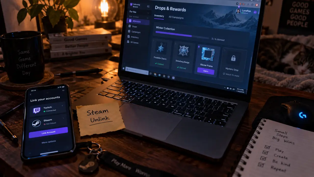 twitch drop rust : liaison comptes Twitch/Steam et bouton Claim pour réclamer les skins