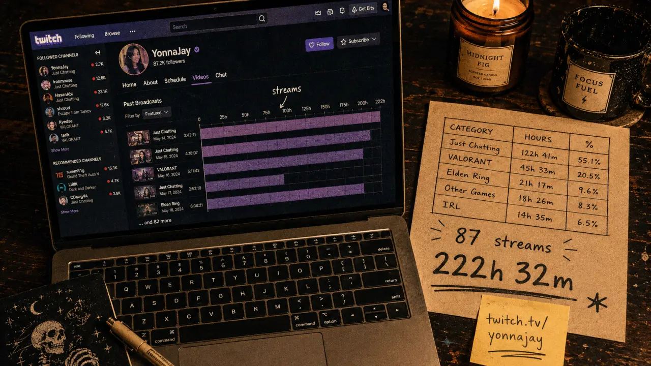yonna twitch : 87 streams, 222h 32m et VODs à retrouver