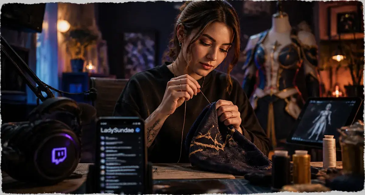 LadySundae Twitch, sundae twitch : broderie cosplay en live